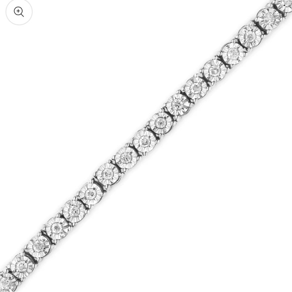 Haus of Brilliance .925 Sterling Silver Diamond Bezel Tennis Bracelet 7” - Picture 3 of 5